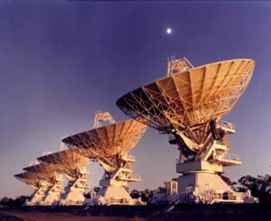 Five antennas of CSIRO's Australia Telescope. Photo: CSIRO