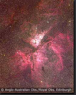 Colour photograph of η Carinae by David Malin using the UK Schmidt Telescope.