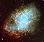 M1, the Crab Nebula, a supernova remnant containing a pulsar.