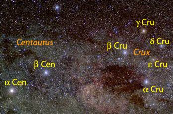 CCD image of the region around Crux and the Pointers.