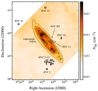 HI column density map of M31 with extra-planar HVCs
