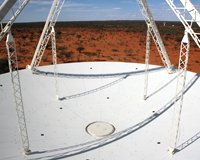 A view from the reflector dish of one of CSIRO's new ASKAP antennas at the MRO, October 2010. Credit: Simon Johnston, CSIRO.