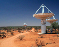 CSIRO's new ASKAP antennas at the Murchison Radio-astronomy Observatory, October 2010. Credit: Ant Schinckel, CSIRO.