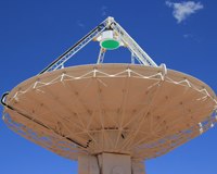 The first Phased Array Feed installed on an ASKAP antenna at the Murchison Radio-astronomy Observatory. Image courtesy of DIISR.
