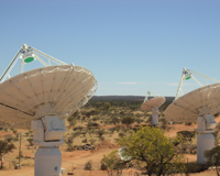 PAFs installed on CSIRO’s ASKAP Antennas 1, 3 and 6 at the MRO, December 2011. Credit: Barry Turner, CSIRO.