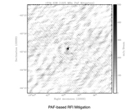 Radio astronomy image comparing the results when the mitigation technique is not used.