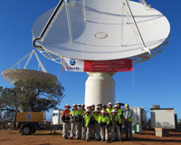 Antennas that make up CSIRO's ASKAP radio telescope, June 2012; nine of ASKAP's 36 antennas can be seen in this picture. Credit: Ross Forsyth, CSIRO.