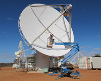 CETC54 staff working on CSIRO's ASKAP Antenna 1. Credit: Barry Turner, CSIRO.