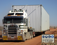 Trucks carrying the modules from South Australia make their way to the Murchison Radio-astronomy Observatory. Credit: Barry Turner, CSIRO.