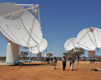 CSIRO's ASKAP antennas stand proudly at the Murchison Radio-astronomy Observatory, where the official opening ceremony was held on 5 October 2012. Credit: Dragonfly Media.