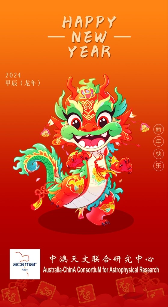 A Chinese New Year greeting card, celebrating Year of the Dragon.