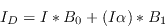 \begin{displaymath}
I_D = I \ast B_0 + (I\alpha) \ast B_1
\end{displaymath}