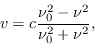 \begin{displaymath}
v = c\frac{\nu_0^2 -\nu^2}{\nu_0^2+\nu^2},
\end{displaymath}