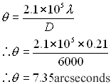 Theta = 7.35 arcsecs