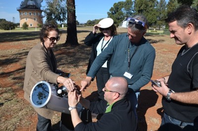 Teachers viewing the Sun during the 2012 workshop.