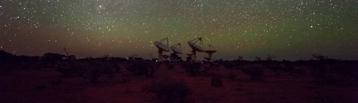 ASKAP telescopes under a starry sky