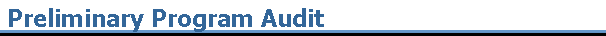 Preliminary Program Audit