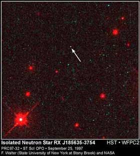 Lone neutron star in space.