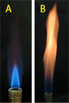 Blue and orange bunsen flames