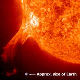 A SOHO Image of a cornal mass ejection from the Sun